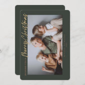 Green Gold Simple Foto Frohe Weihnachten (Vorne/Hinten)