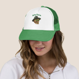 Green Gold Skul Fedora Hat St.Patricks Day Trucker Truckerkappe
