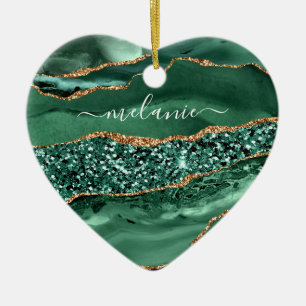 Green Gold Smarald Individuelle Name Weihnachtssch Keramik Ornament