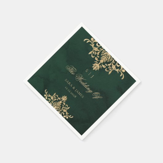 Green Gold Smarald Viktorianisch verzauberte Hochz Serviette (Ecke)