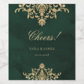 Green Gold Smarald Viktorianisch verzauberte Hochz Weinetikett (Einzelnes Label)