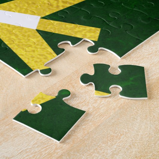 Green Gold Snowflake Peace Joy Liebe Zitat Modern Puzzle (Seite)