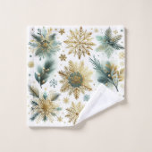 Green Gold Snowflora Urlaub Badhandtuch Set (Waschlappen)