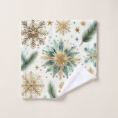 Green Gold Snowflora Urlaub Badhandtuch Set (Waschlappen)