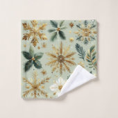 Green Gold Snowflora Urlaub Badhandtuch Set (Waschlappen)