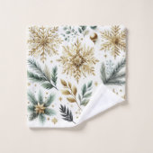 Green Gold Snowflora Urlaub Badhandtuch Set (Waschlappen)