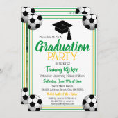 Green & Gold Soccer Graduation Party Einladung (Vorne/Hinten)