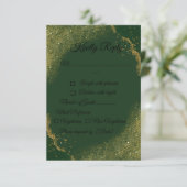 Green & Gold Spark Wedding RSVP Card Karte (Stehend Vorderseite)