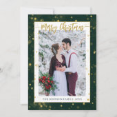 Green Gold Sparkle Frohe Weihnachten 2 Foto (Vorderseite)