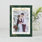 Green Gold Sparkle Frohe Weihnachten 2 Foto (Stehend Vorderseite)