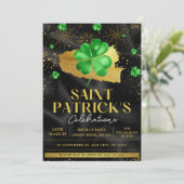 Green & Gold St. Patrick's Day Celebration Party I Einladung (Stehend Vorderseite)