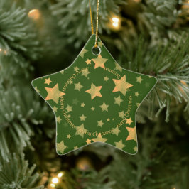 Green Gold Star Elegante Minimalistisch Modern Chr Keramik Ornament