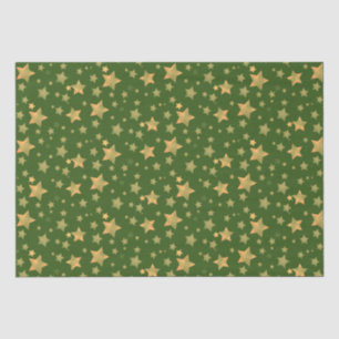Green Gold Star Muster Moderne Elegante Weihnachte Seidenpapier