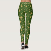Green & Gold Star Muster Weihnachten Leggings (Rückseite)