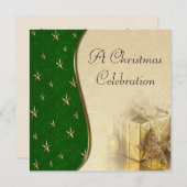 Green Gold Star Weihnachtsfeier Einladung (Vorne/Hinten)
