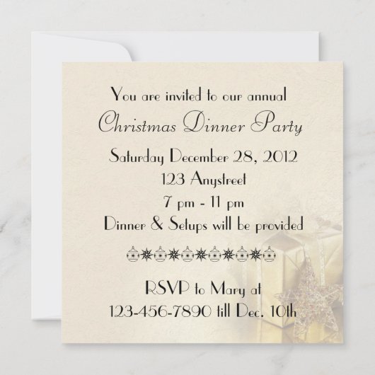 Green Gold Star Weihnachtsfeier Einladung (Rückseite)