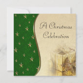 Green Gold Star Weihnachtsfeier Einladung (Vorderseite)
