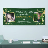 Green & Gold Stars Foto Herzlichen Glückwunsch Gra Banner (Messe)