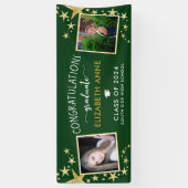Green & Gold Stars Foto Herzlichen Glückwunsch Gra Banner (Vertikal)