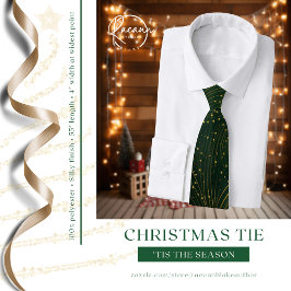 Green & Gold Stars/Strips Weihnachtslieder Krawatte