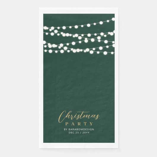 Green Gold String Lights Elegant Christmas Holiday Serviette (Vorderseite)