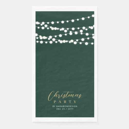 Green Gold String Lights Eleganter Weihnachtsurlau Serviette (Vorderseite)