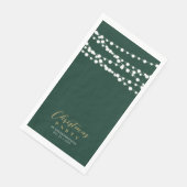 Green Gold String Lights Eleganter Weihnachtsurlau Serviette (Ecke)