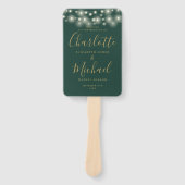 Green Gold String Lights Script Wedding Program Fächer (Vorderseite)