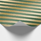 Green Gold Strips Weihnachtswrapping Paper Geschenkpapier (Ecke)