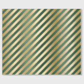 Green Gold Strips Weihnachtswrapping Paper Geschenkpapier (Flach)
