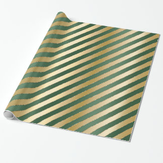 Green Gold Strips Weihnachtswrapping Paper Geschenkpapier