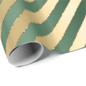 Green Gold Strips Weihnachtswrapping Paper Geschenkpapier (Rolleneckpunkt)