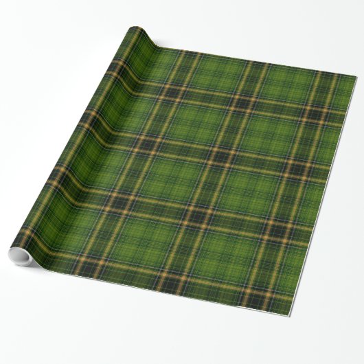 Green Gold Tartan Kariert Geschenkpapier (Ungerollt)