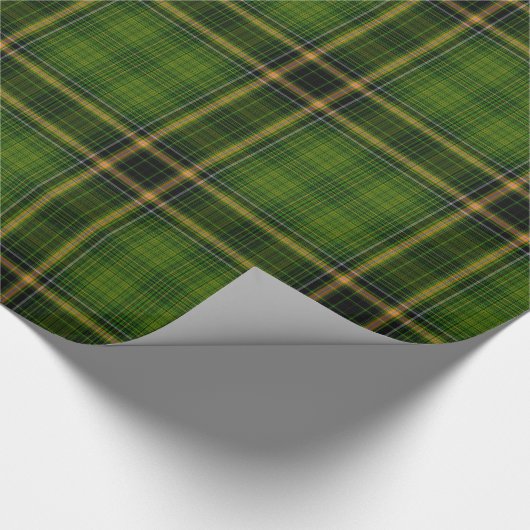 Green Gold Tartan Kariert Geschenkpapier (Ecke)