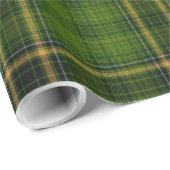 Green Gold Tartan Kariert Geschenkpapier (Rolleneckpunkt)