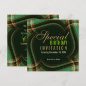 Green Gold Tartan Square Einladung (Vorne/Hinten)