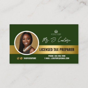Green & Gold Tax Prepare Accounting Business Card Visitenkarte