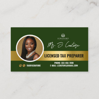 Green & Gold Tax Prepare Accounting Business Card Visitenkarte