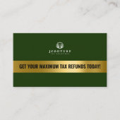 Green & Gold Tax Prepare Accounting Business Card Visitenkarte (Vorderseite)