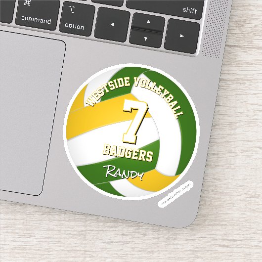 Green Gold Team Farben Volleyballspieler Aufkleber (Detail)