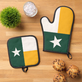 Green & Gold Texas State Flag Ofenhandschuh & Topflappen-Set