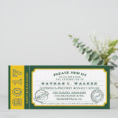 Green & Gold Ticket Graduation Party 2017 Einladung (Stehend Vorderseite)