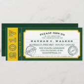 Green & Gold Ticket Graduation Party 2017 Einladung (Vorne/Hinten)