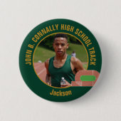 Green Gold Track Team Photo High School Runner Button (Vorderseite)