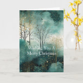 Green Gold Trees Glam Weihnachten Karte (Gelbe Blume)