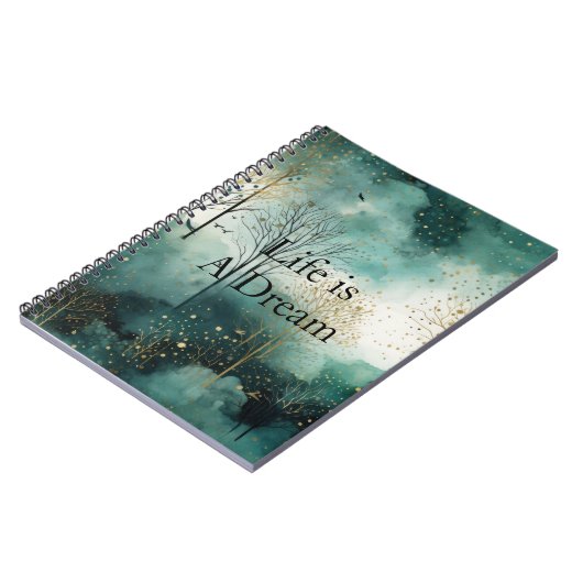 Green Gold Trees Notizblock (Linke Seite)