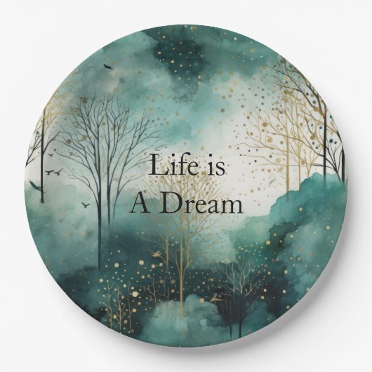 Green Gold Trees Pappteller (Vorderseite)