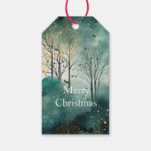 Green Gold Trees Weihnachten Geschenkanhänger (Vorderseite)