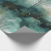 Green Gold Trees Weihnachten Geschenkpapier (Ecke)