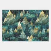 Green Gold Trees Weihnachten Geschenkpapier Set (Vorderseite 2)